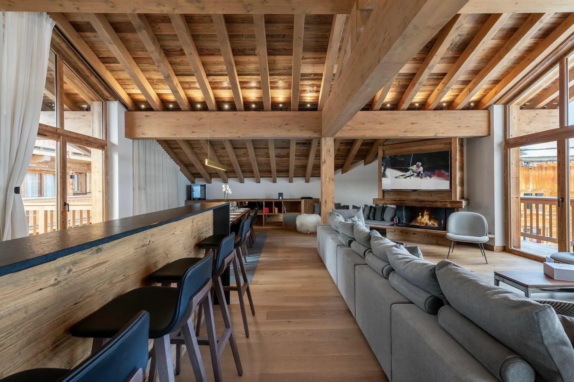 Living room and breakfast counter