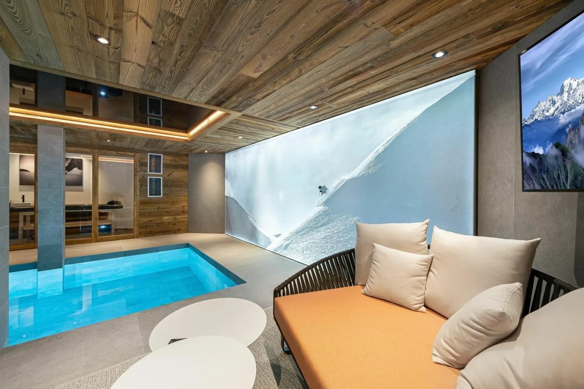 Seating beside the indoor pool
