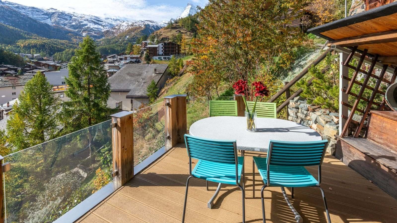 Private deck with Matterhorn views and dining for 4