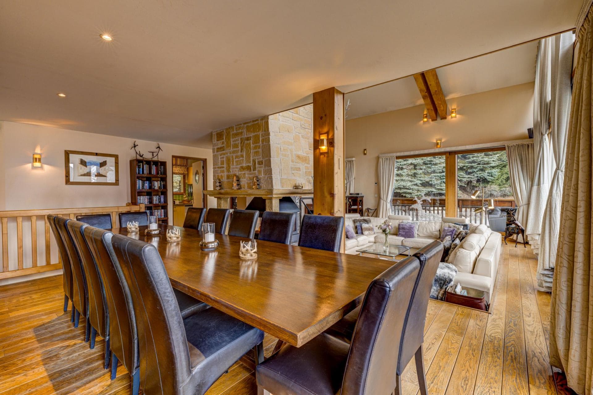 Dining area with seating for 10; adjacent to sunken living room