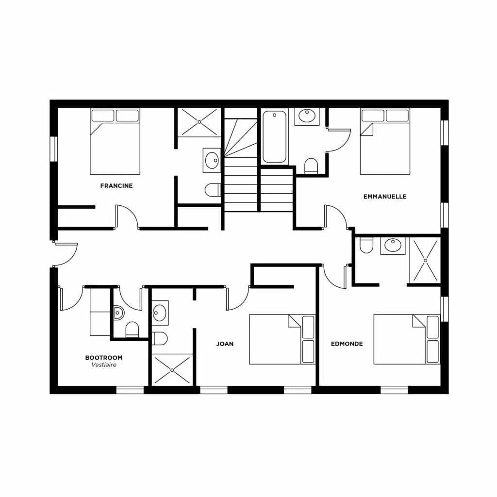 Floor plan: four bedrooms with en-suites and boot room entry