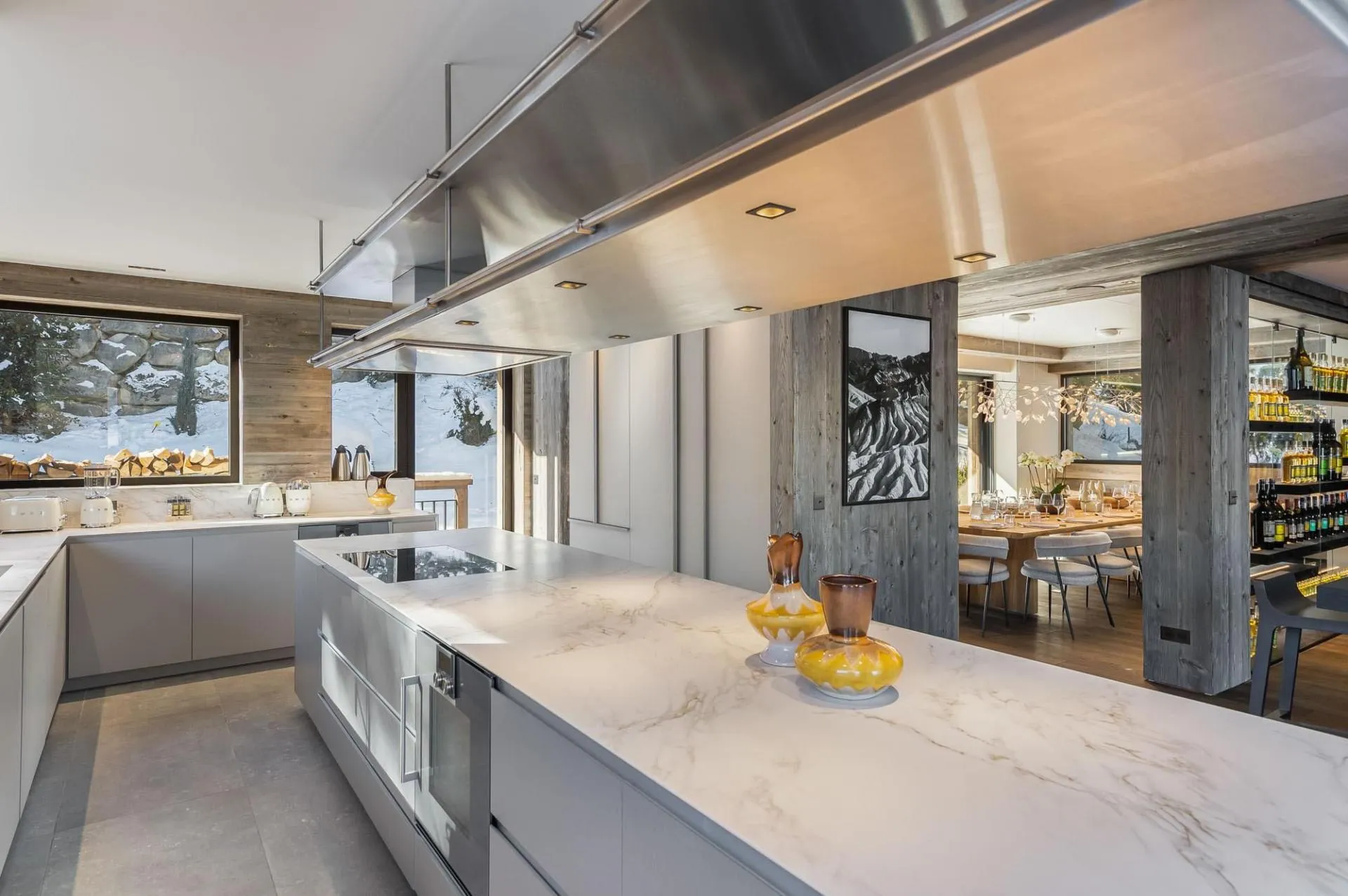 Kitchen counters and cooking area