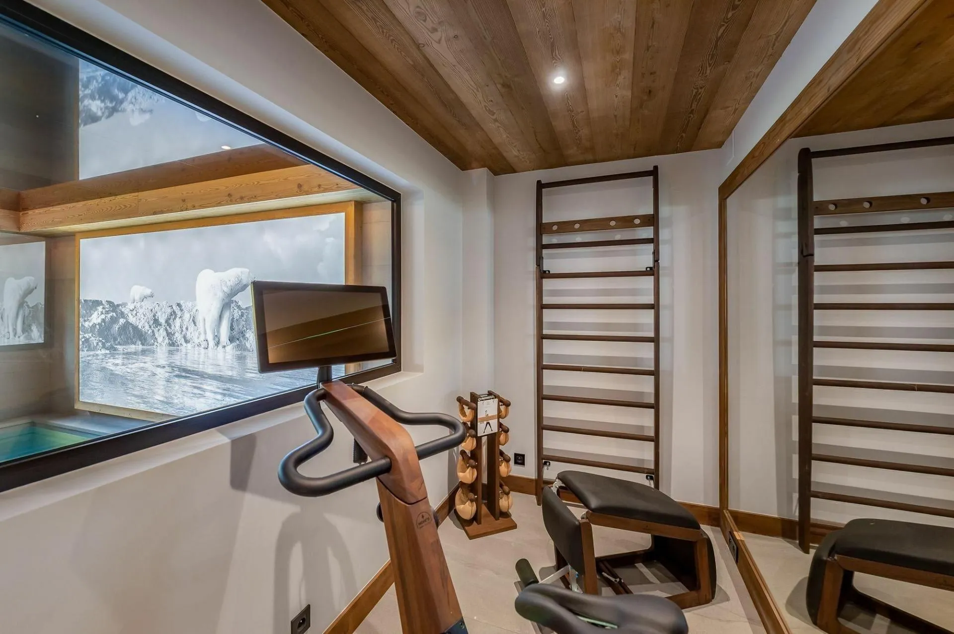 Fitness room with exercise equipment