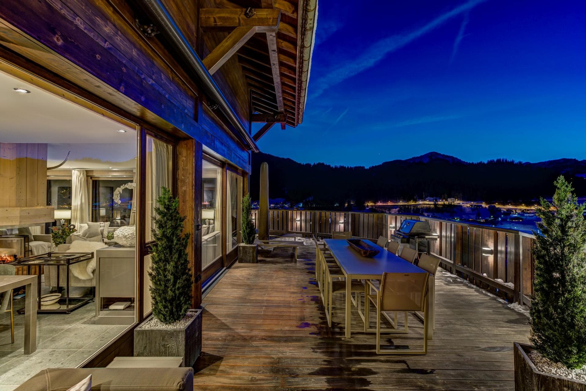 Private terrace with dining for 8 and gas grill