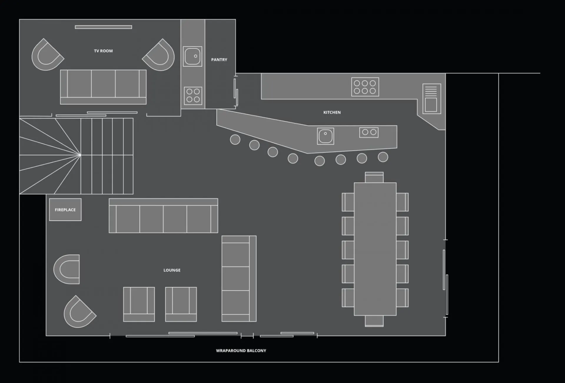 Level 4 floor plan with open-plan kitchen, dining and living areas
