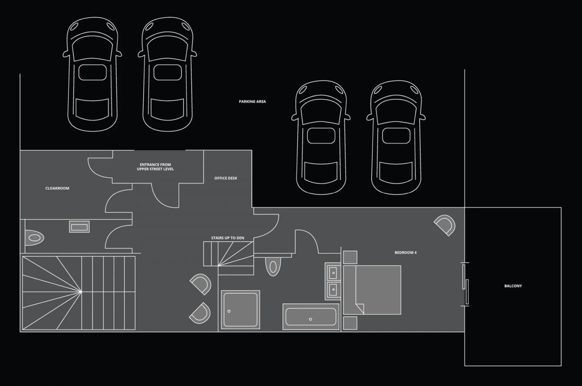 Level 5 floor plan with an en-suite bedroom and balcony