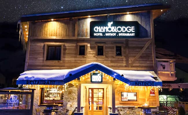 Chamoissière Lodge exterior with on-site restaurant and bistro