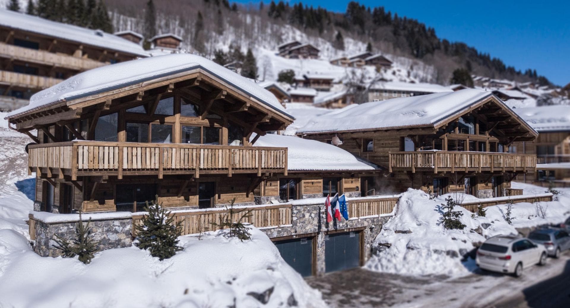 Ski-in/ski-out chalet with private garage and wrap-around balconies