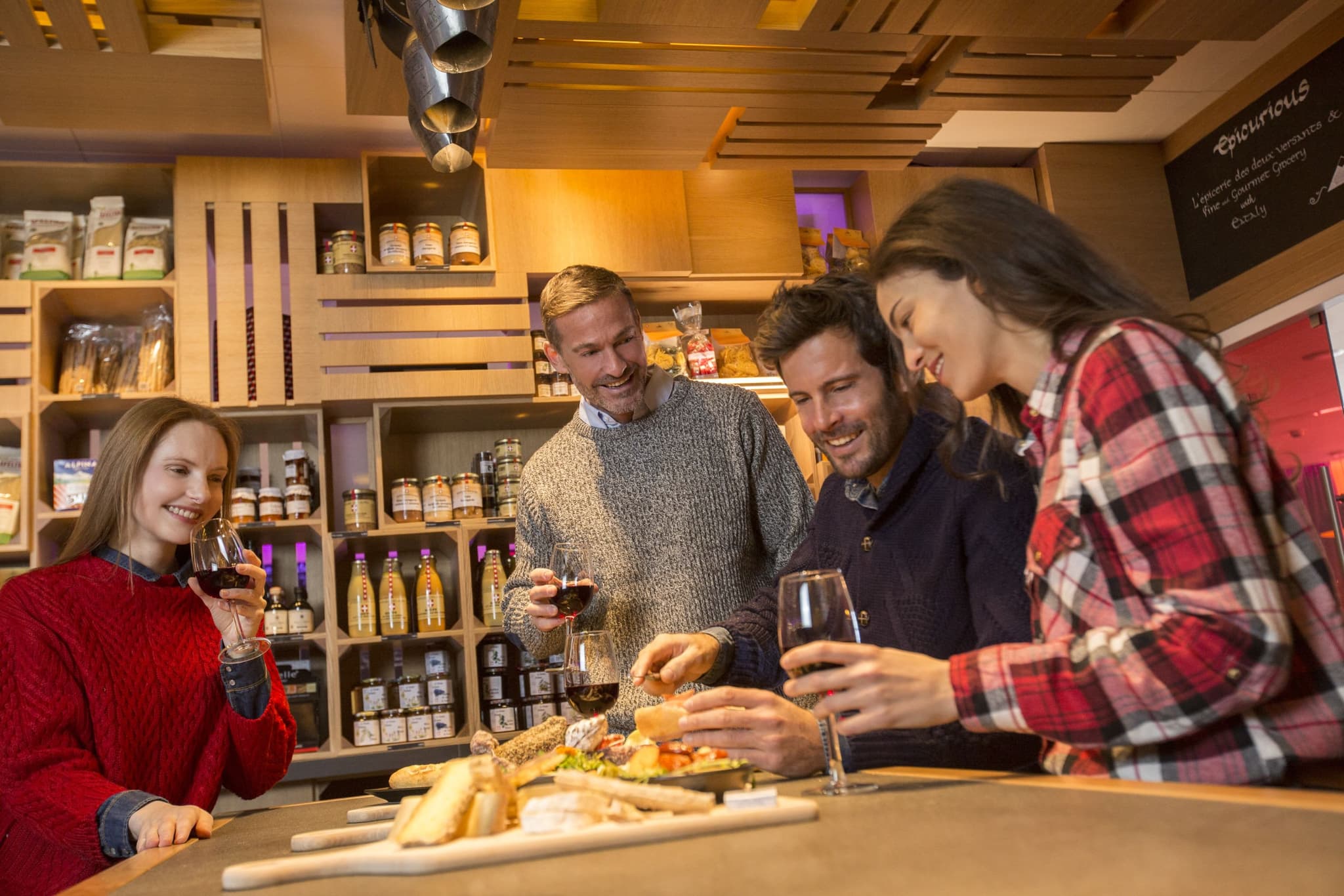 Wine bar and gourmet grocery with local artisan products