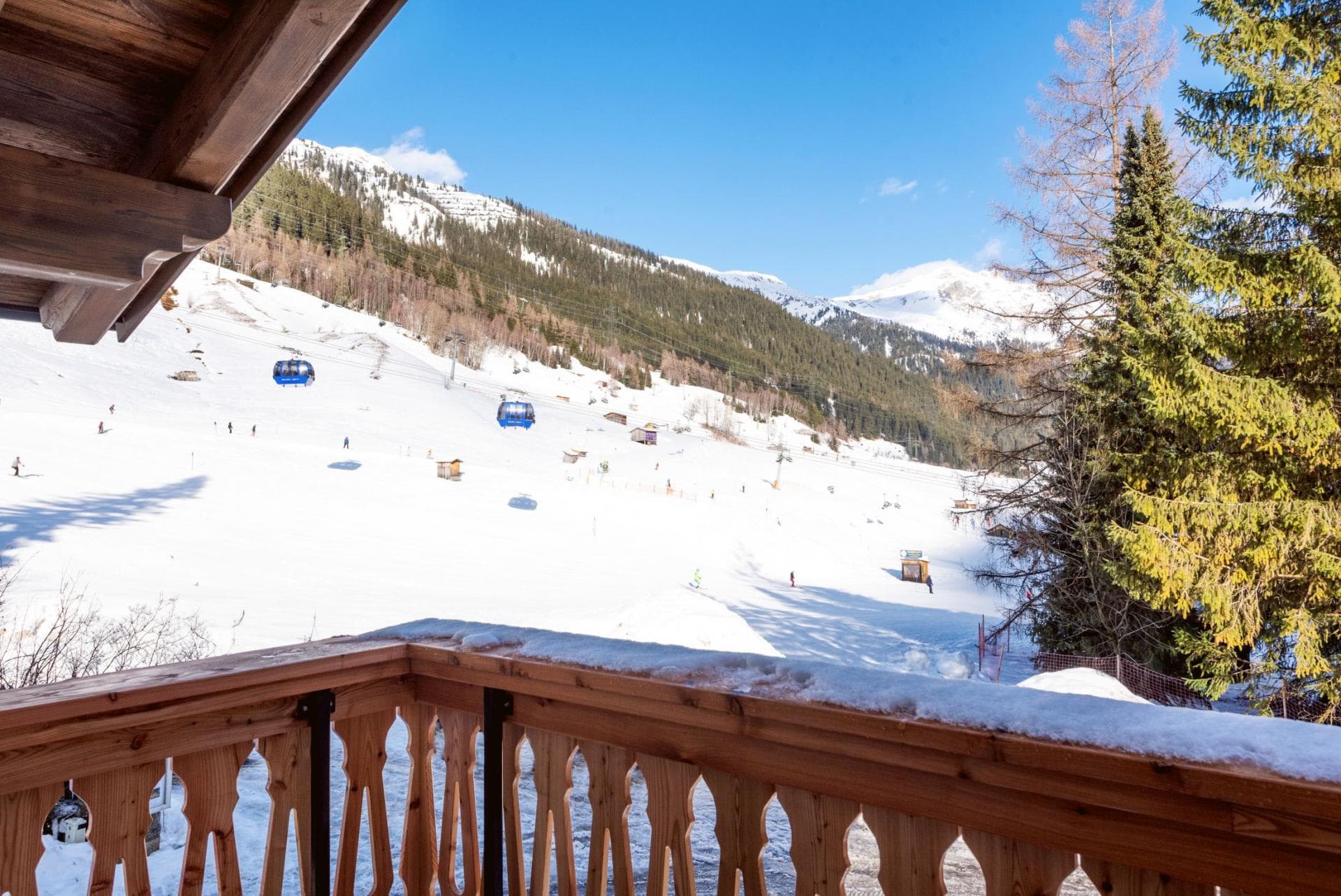 Private balcony with direct views of the ski slopes and gondola