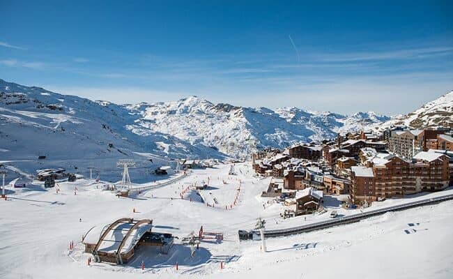 Ski resort view with proximity to slopes and chairlifts