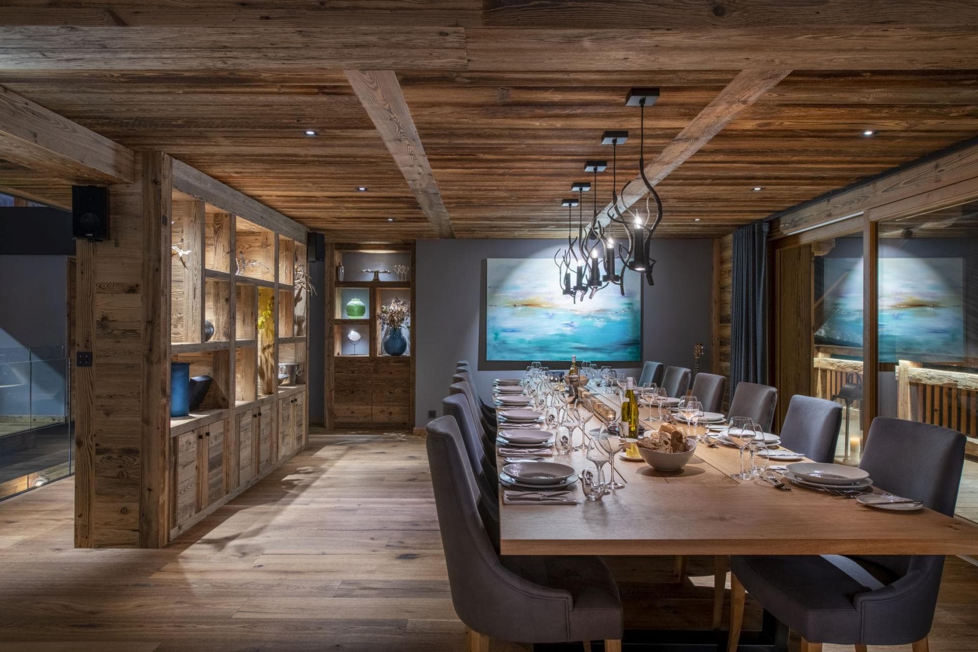 Dining area with seating for 12 and integrated speaker system