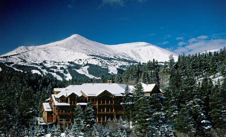 Ski-in/ski-out lodge exterior with direct access to mountain trails