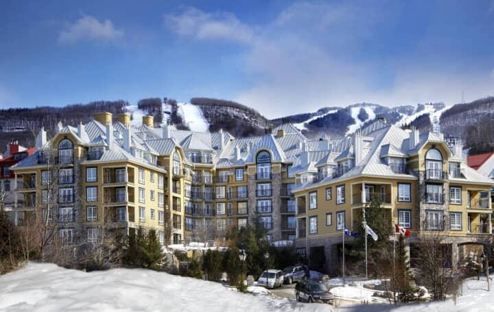 Ski-in, ski-out resort exterior with immediate access to mountain trails