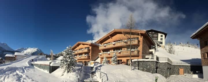 Ski-in/ski-out chalet with private balconies and mountain views