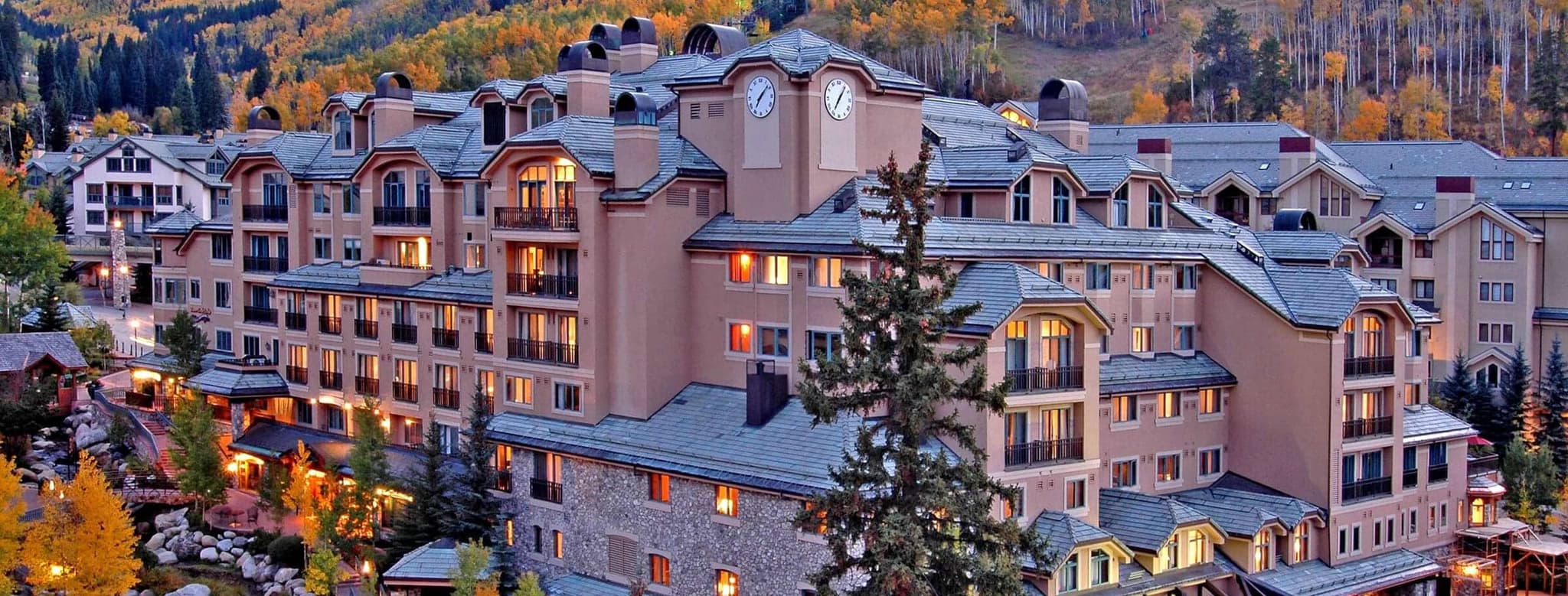 Ski-in, ski-out resort exterior located at the base of the mountain