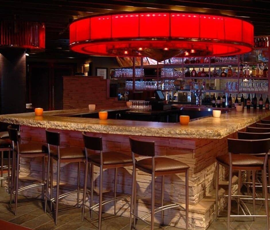 Lower level bar with granite counters and seating for 10