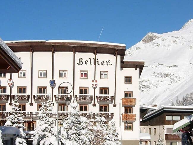 Hotel Bellier exterior with private balconies and direct mountain views