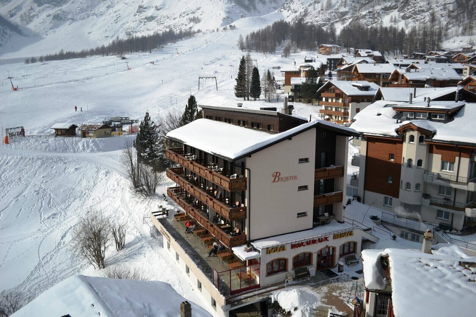Ski-in/ski-out chalet with private balconies and direct access to beginner slopes