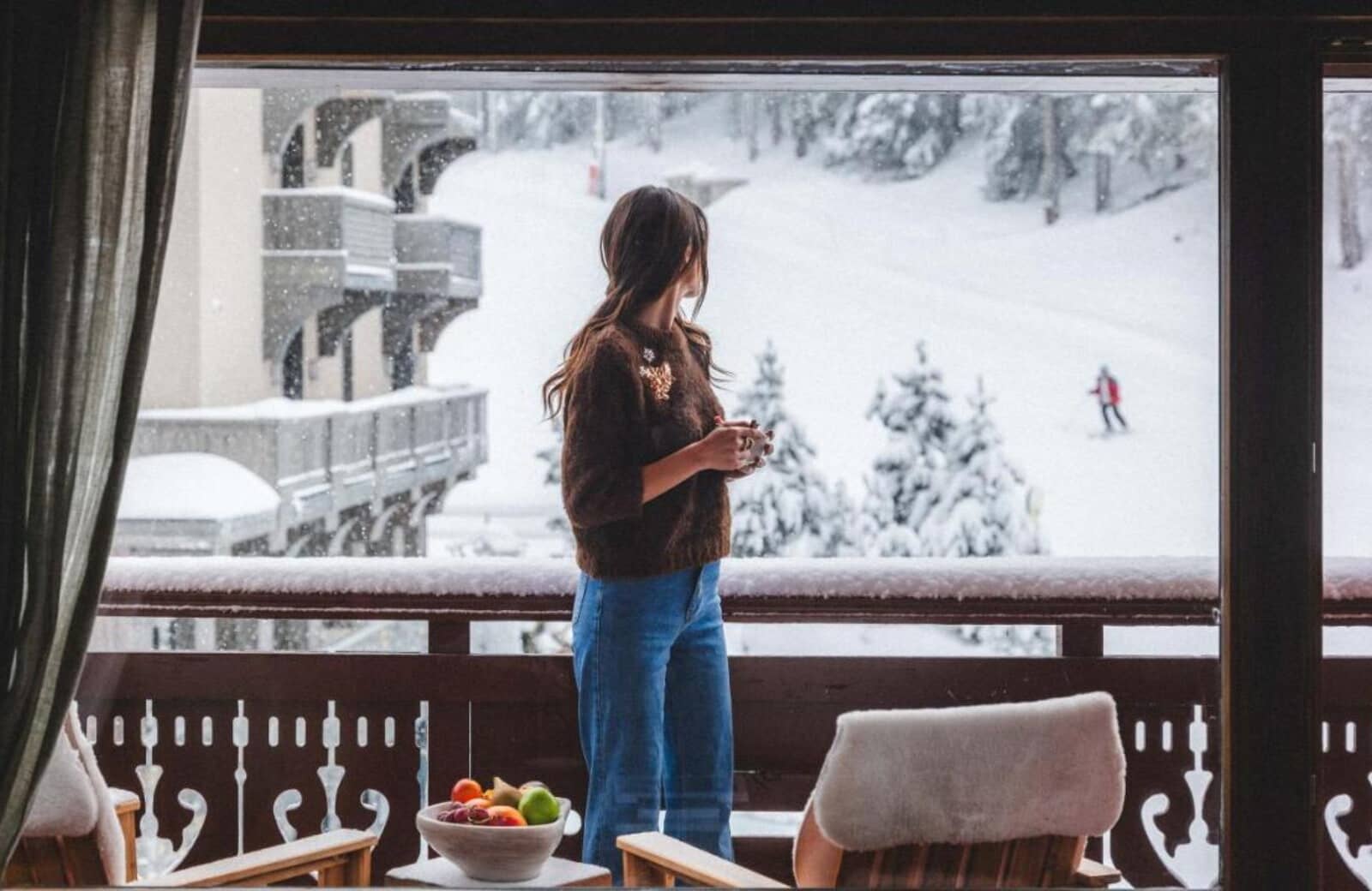 Private balcony overlooking ski-in/ski-out slopes
