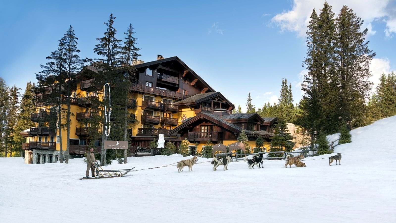 Ski-in/ski-out chalet with private balconies and dog sledding on-site