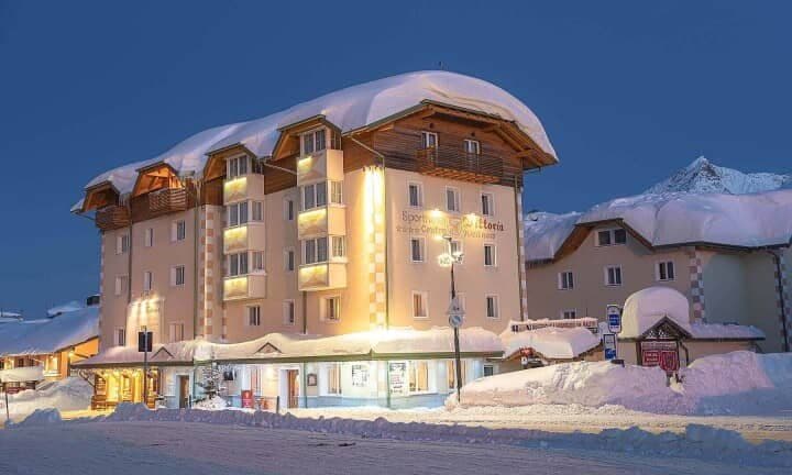 Ski resort hotel with on-site wellness center and street-level entrance