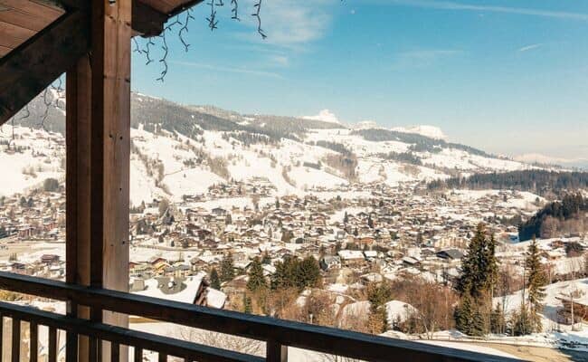 Private balcony with views of village and ski slopes