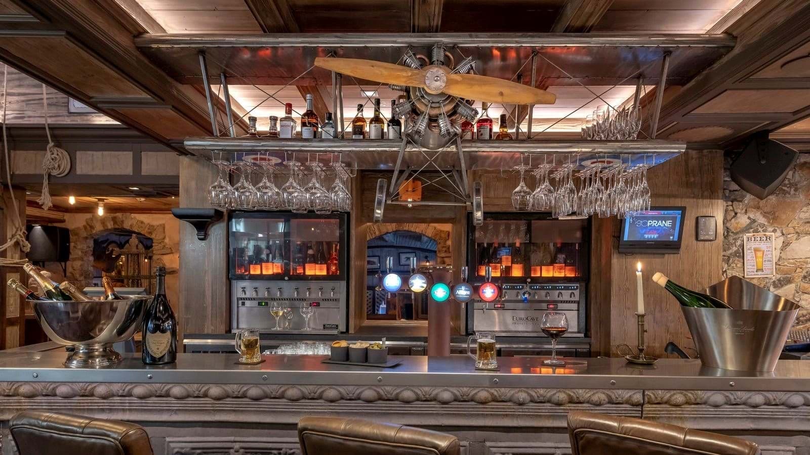 Private bar with draft beer taps and EuroCave wine dispensers