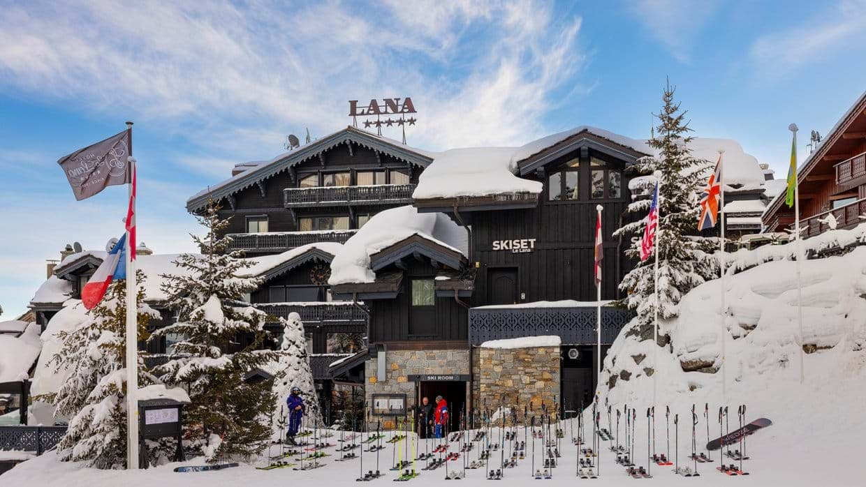 Ski-in/ski-out chalet entrance with on-site equipment rental shop