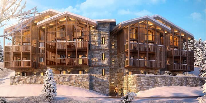 Ski-in/ski-out chalet with private balconies and floor-to-ceiling windows