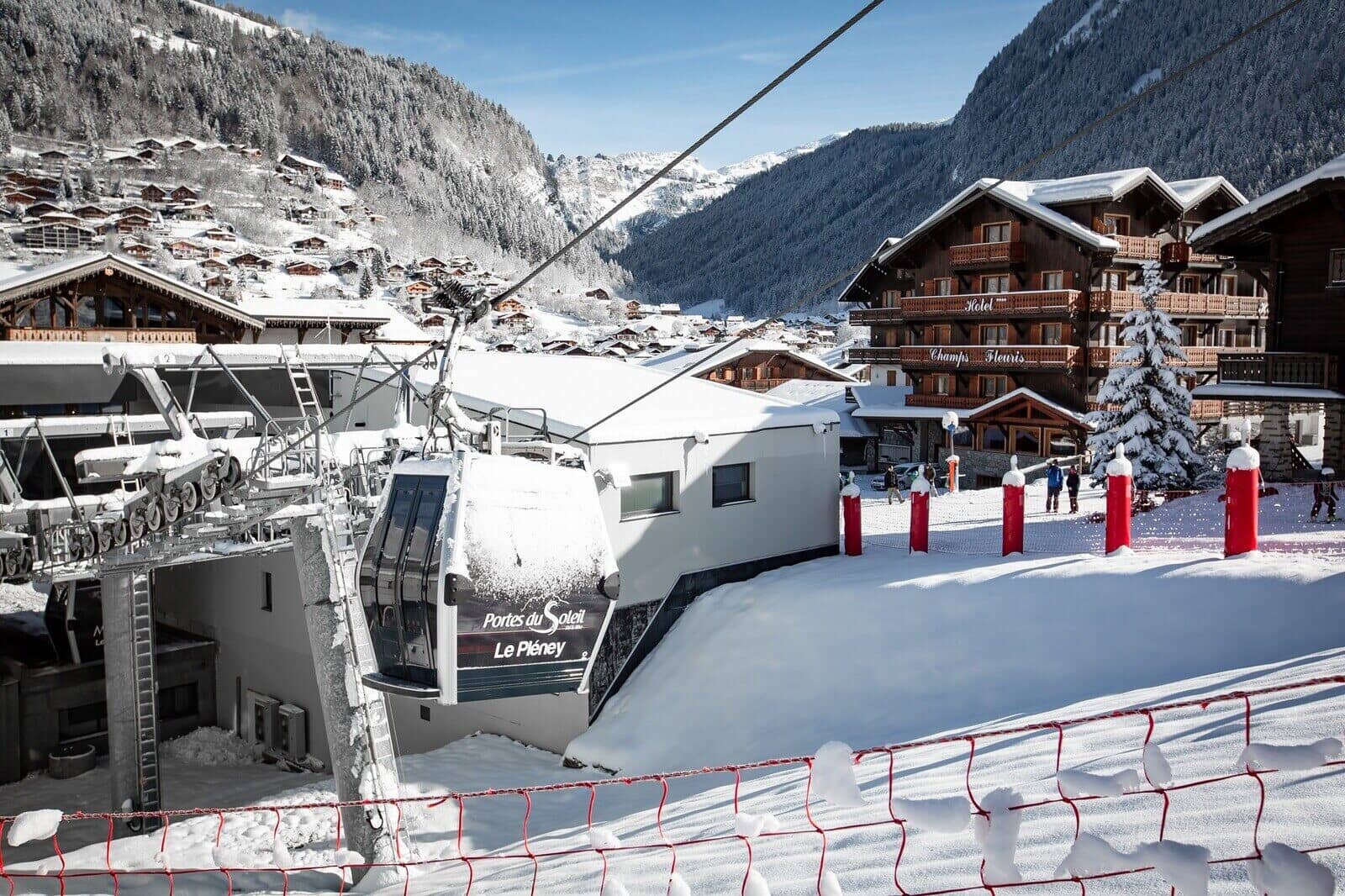 Ski-in/ski-out access via Le Pleney gondola located steps from the property