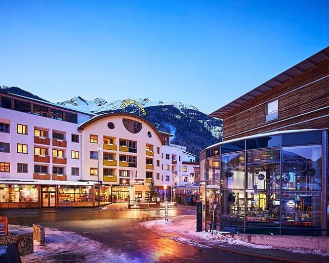 Ski resort exterior; immediate walking access to shops, dining, and slopes