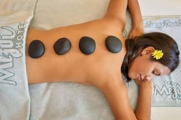 On-site spa services include hot stone massages and wellness treatments