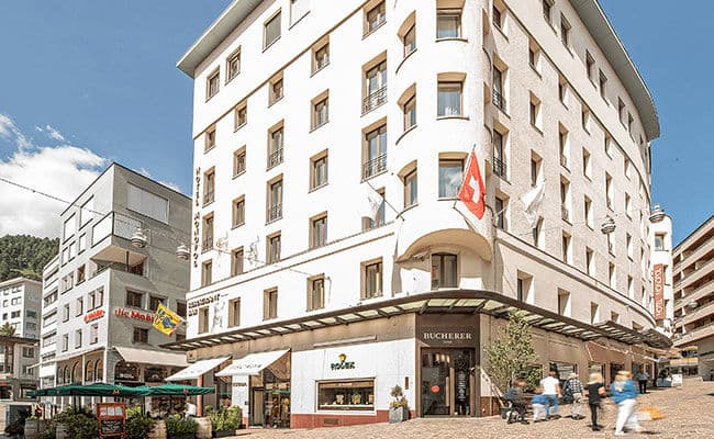 Hotel Monopol exterior with ground-level boutique shopping and pedestrian access