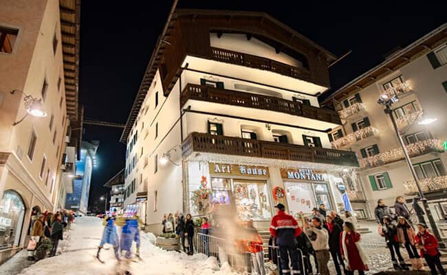Ski-in/ski-out exterior entrance adjacent to village pedestrian zone
