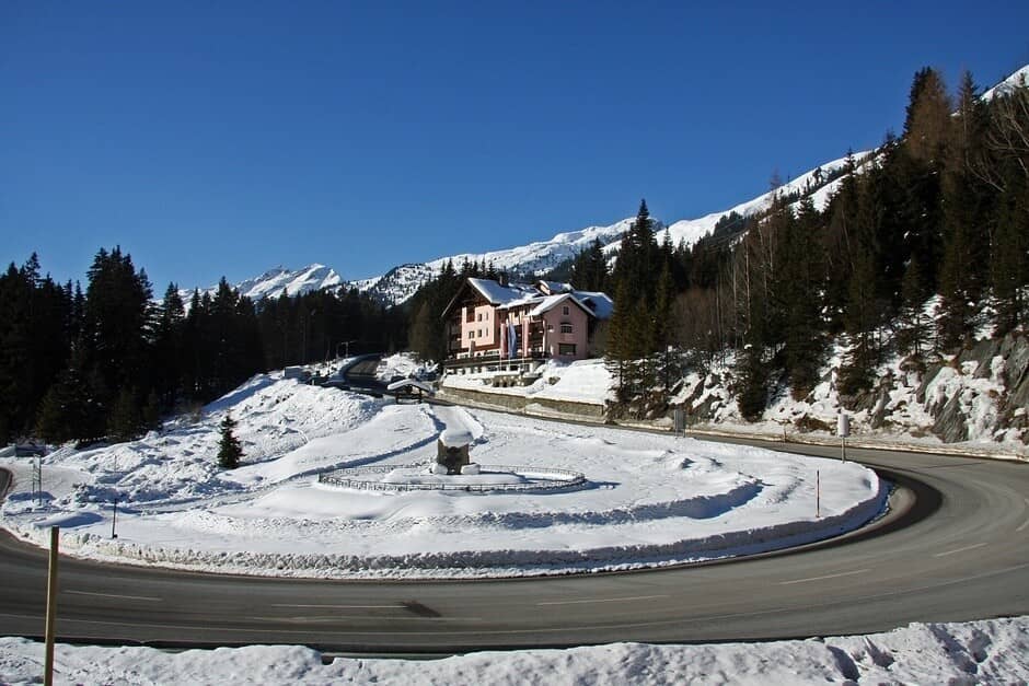 Chalet exterior with mountain views and direct road access