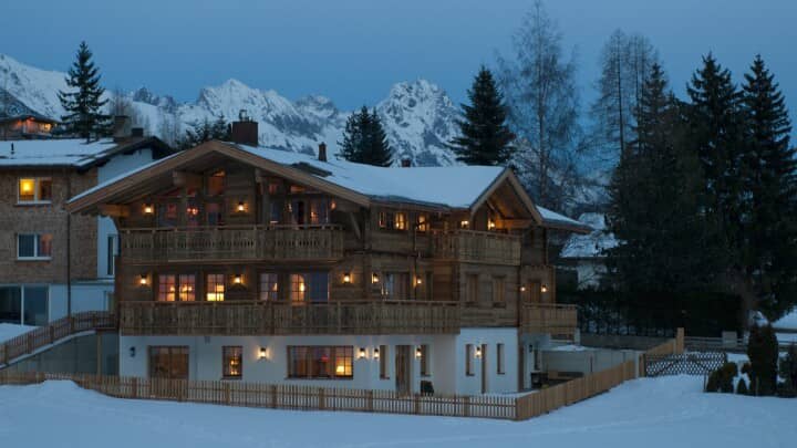 Ski-in/ski-out chalet with private balconies and mountain views