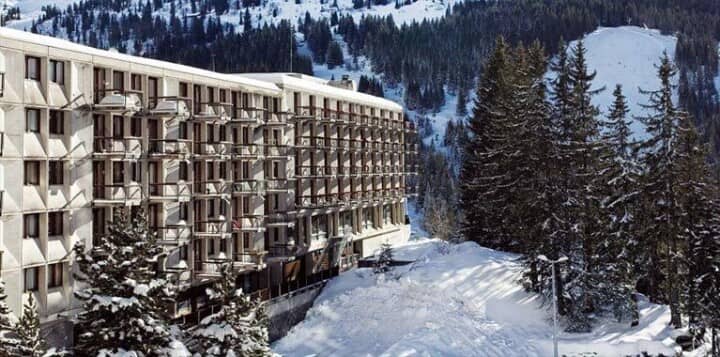 Slope-side building with private balconies and direct ski access
