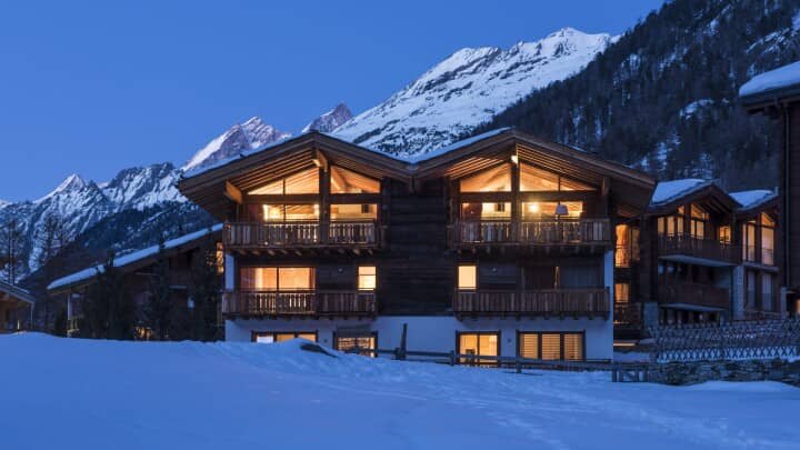 Ski-in/ski-out chalet with private balconies and mountain views