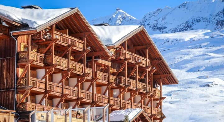 Ski-in/ski-out chalet with private balconies overlooking the mountain runs