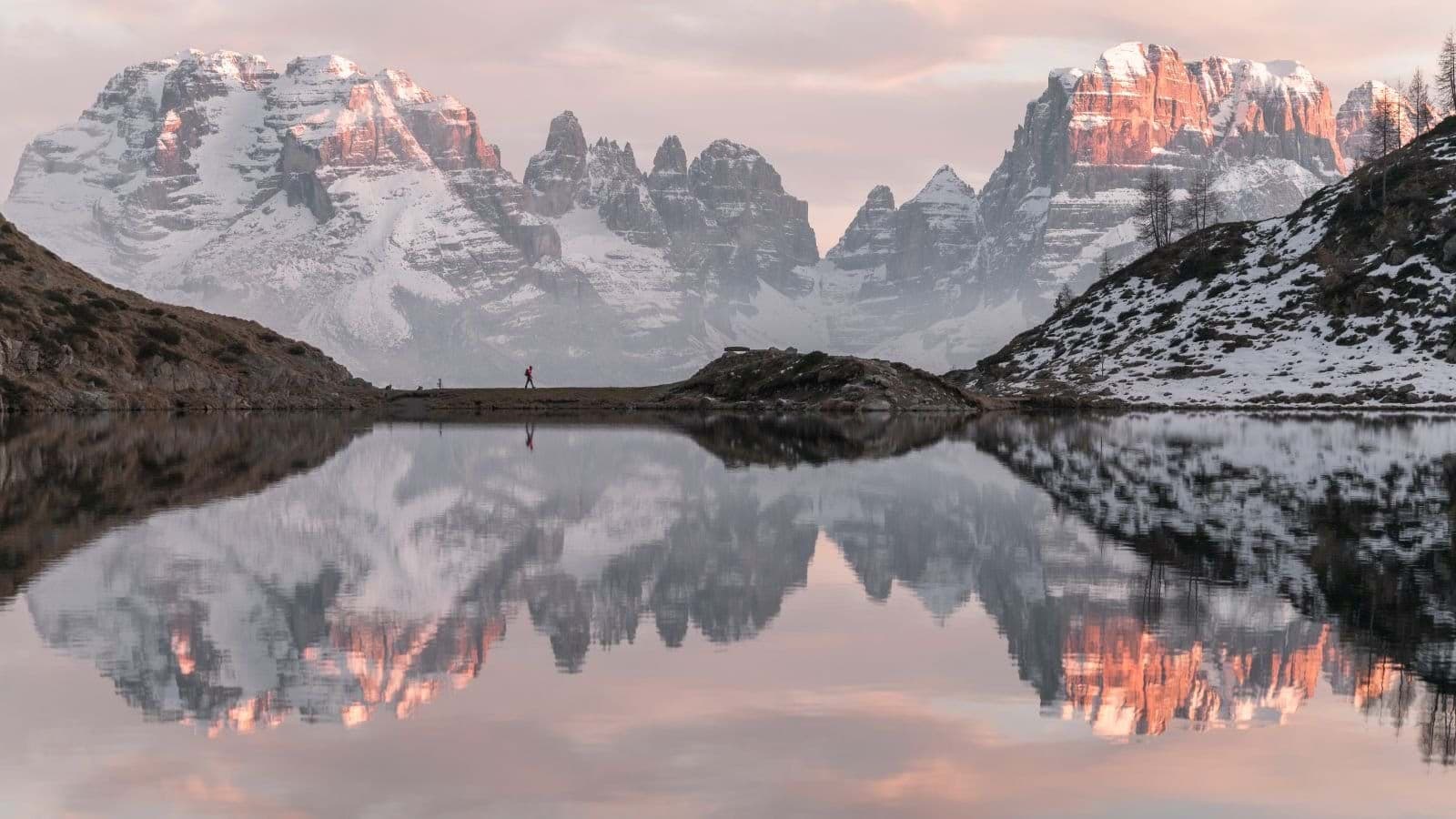 Dolomite mountain views and alpine lake access via nearby hiking trails