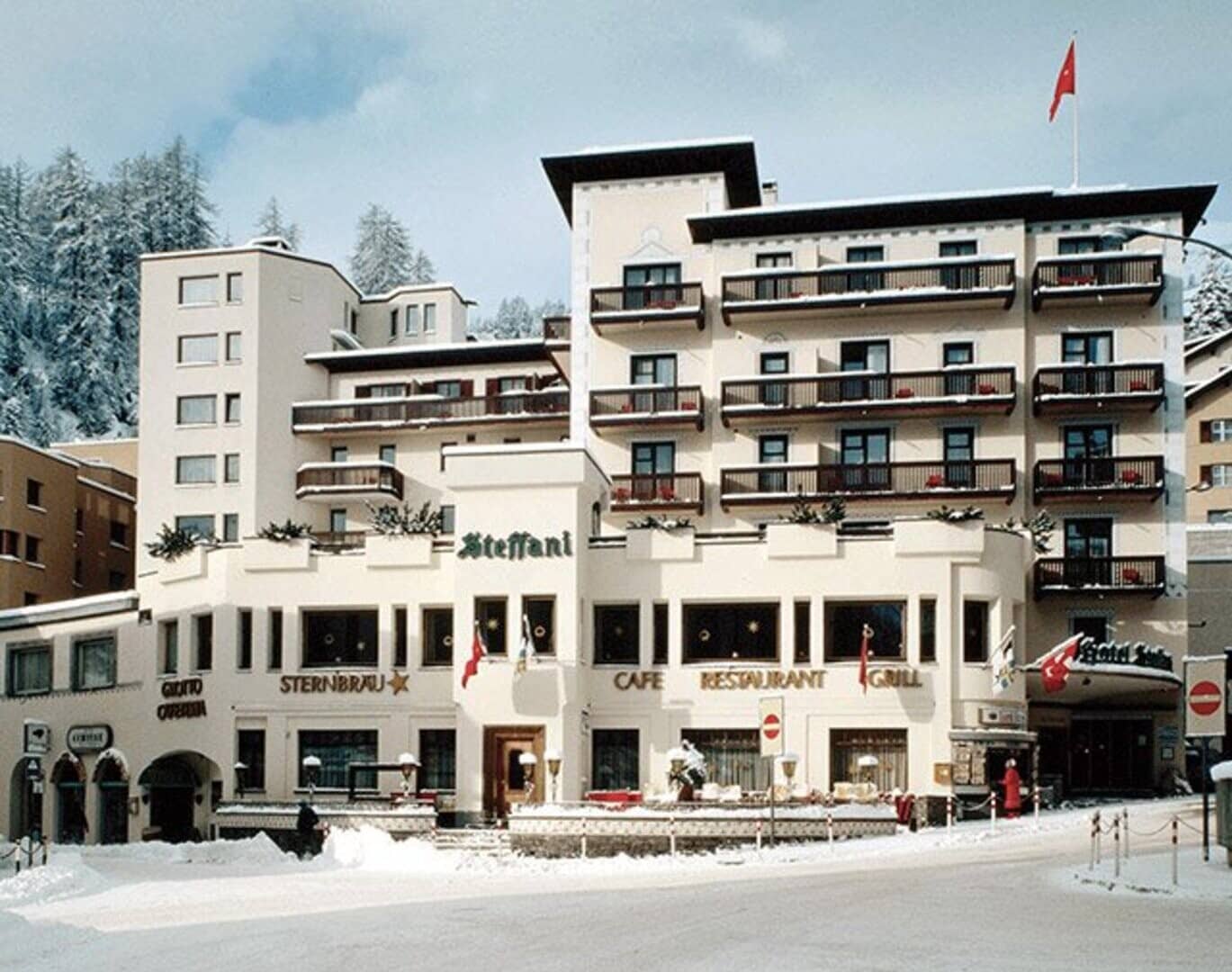 Hotel Steffani exterior with on-site restaurants and private balconies