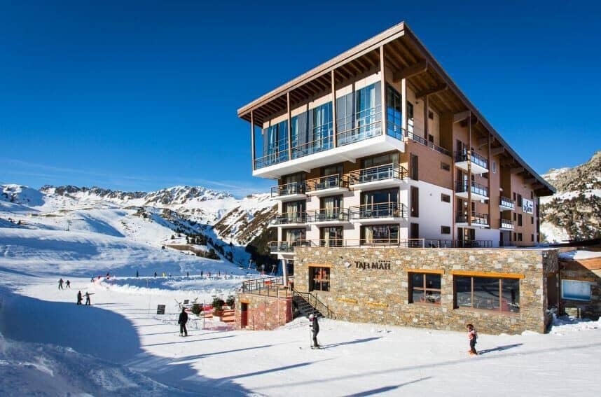 Ski-in/ski-out access with private balconies and mountain views