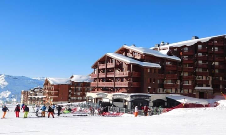 Ski-in/ski-out chalet exterior with mountain views and onsite restaurant