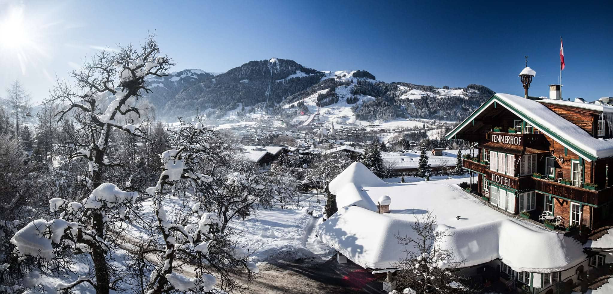 Chalet exterior with mountain views and direct access to ski trails