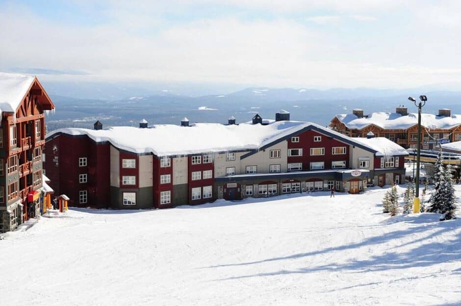Ski-in/ski-out lodge building with direct slope access and mountain views
