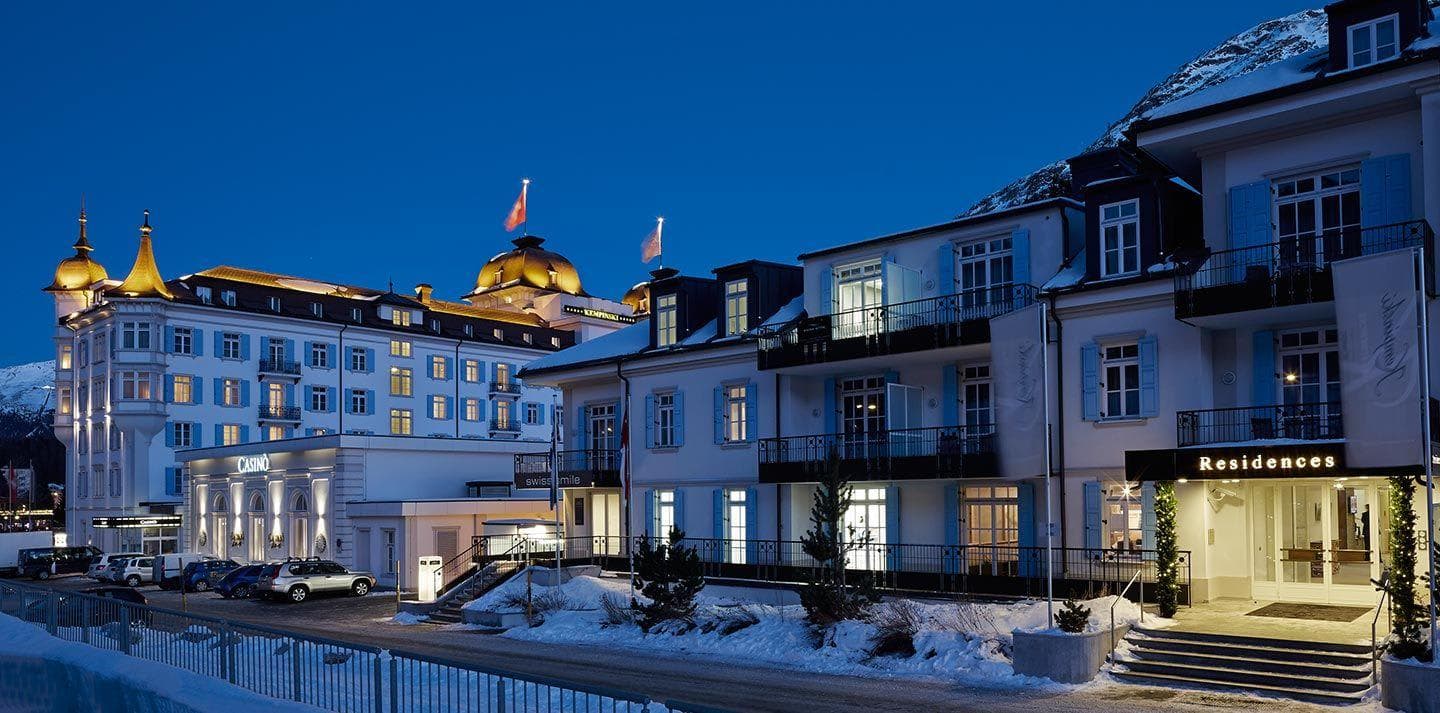 Residence exterior and entrance with on-site casino and mountain views