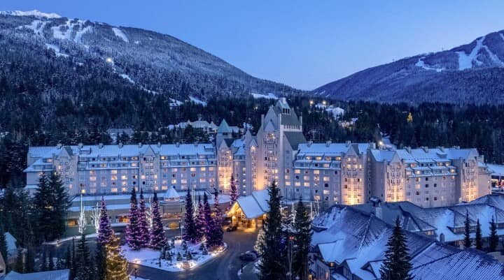 Ski-in, ski-out resort exterior with direct access to Whistler Blackcomb trails