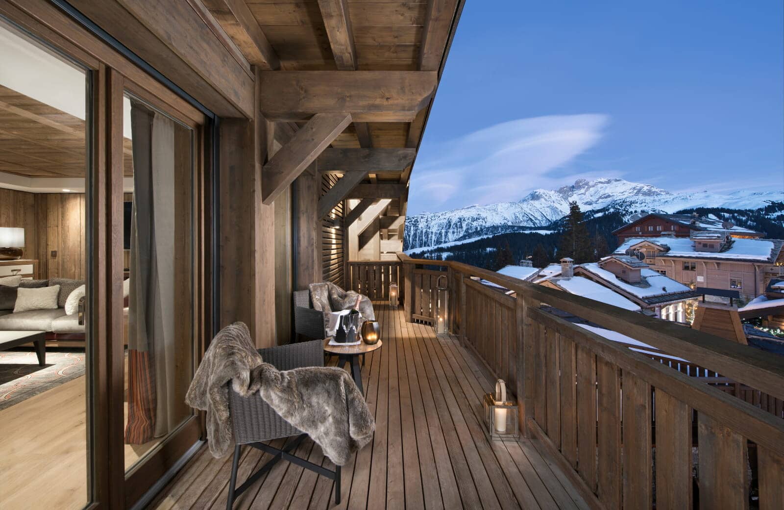 Private balcony with seating for two and mountain views