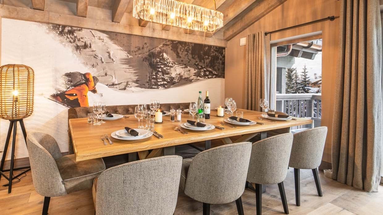 Dining area with seating for 8 and balcony access